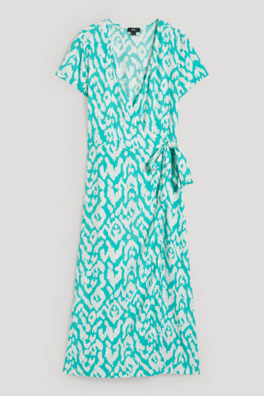 Femmes - Robe portefeuille - à motif - vert / blanc crème