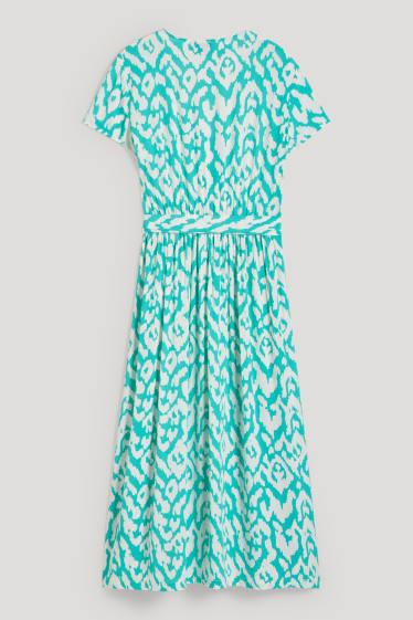 Femmes - Robe portefeuille - à motif - vert / blanc crème
