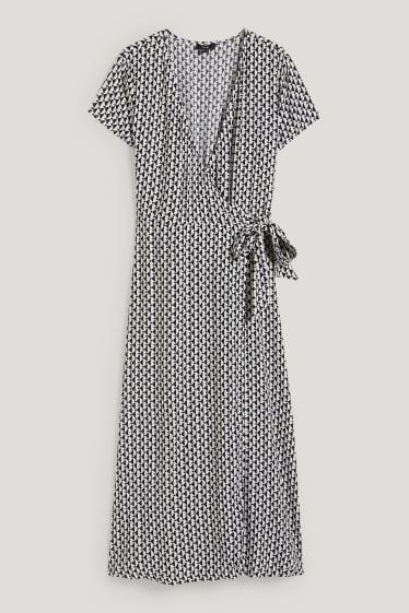 Femmes - Robe portefeuille - à motif - noir / blanc