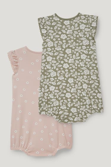 Baby Girls - Multipack 2er - Baby-Pyjama - geblümt - grün / rosa