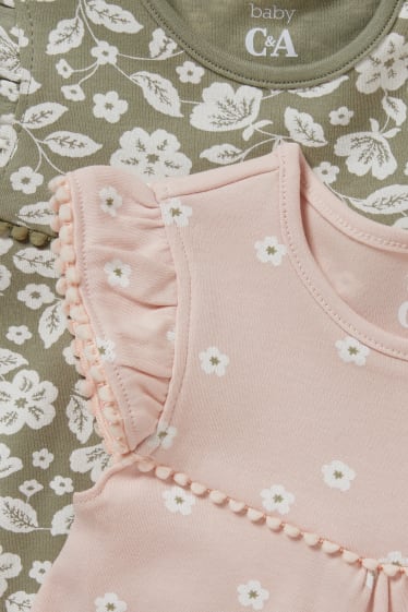 Baby Girls - Multipack 2er - Baby-Pyjama - geblümt - grün / rosa