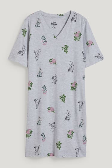 Women - Nightshirt - floral - Bambi - light gray-melange
