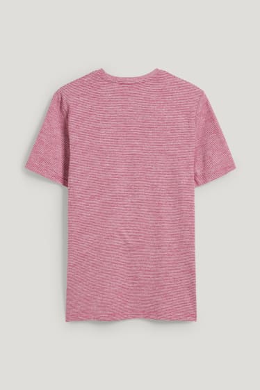 Hombre - Camiseta - de rayas - rosa oscuro