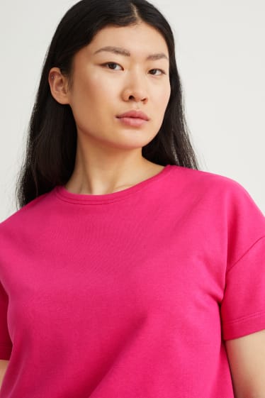 Dames - Basic-T-shirt - fuchsiarood