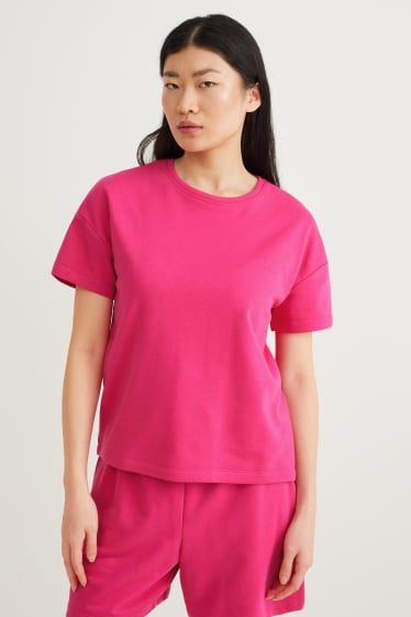 Dames - Basic-T-shirt - fuchsiarood