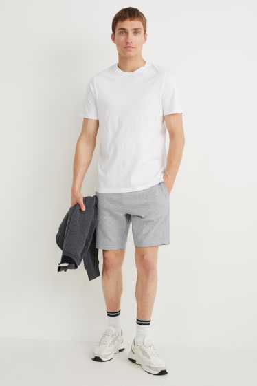 Bărbați - Pantaloni scurți trening - gri melanj