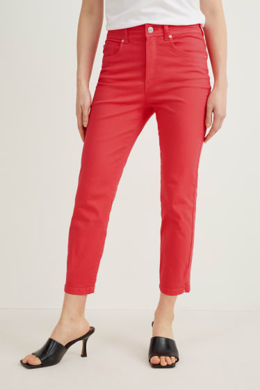 Dámské - Kalhoty - mid waist - skinny fit - růžová