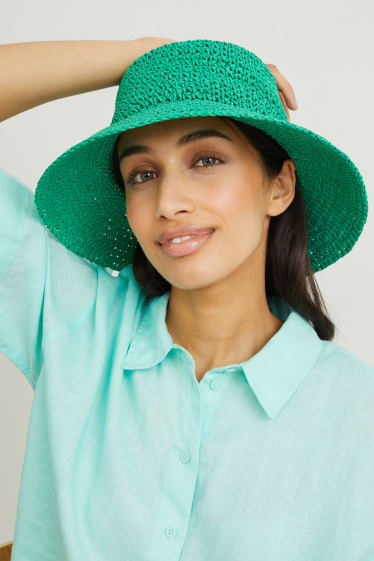 Femmes - Chapeau de paille - vert