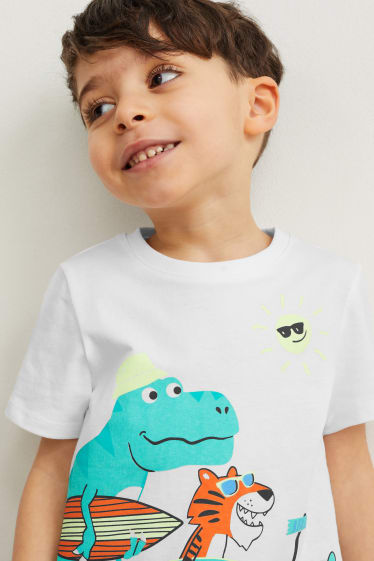 Toddler Boys - Dino - set - T-shirt en shorts - 2-delig - donkerblauw