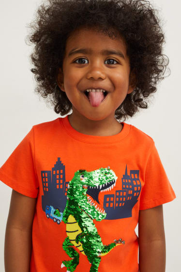 Exclusief online - Dino - set - T-shirt en short - 2-delig - donker oranje