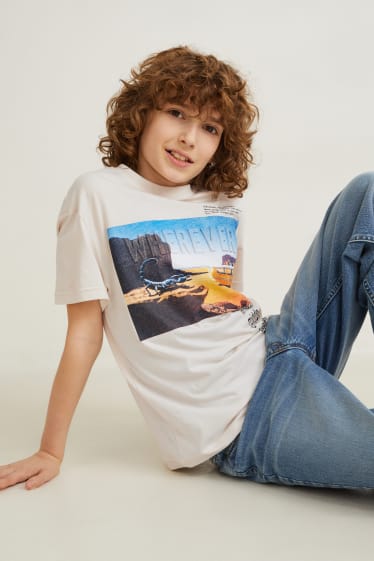 Reverskraag - T-shirt - licht beige