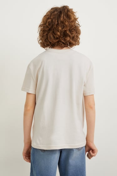 Reverskraag - T-shirt - licht beige