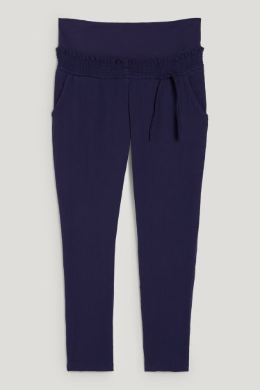 Dámské - Těhotenské kalhoty - tapered fit - tmavomodrá