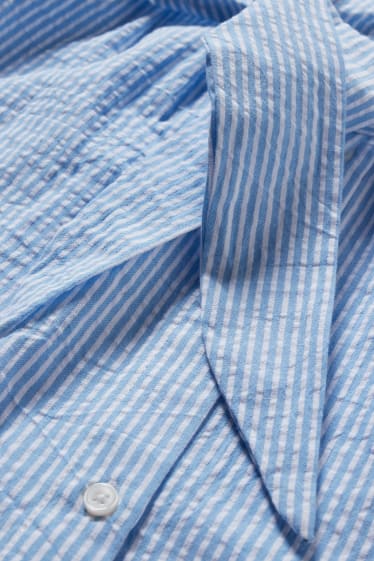 Femmes - Robe-chemisier d’allaitement avec nœud - à rayures - blanc / bleu clair