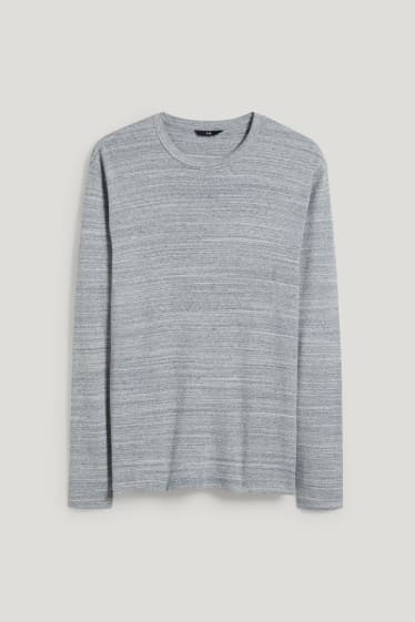 Herren - Langarmshirt - grau-melange