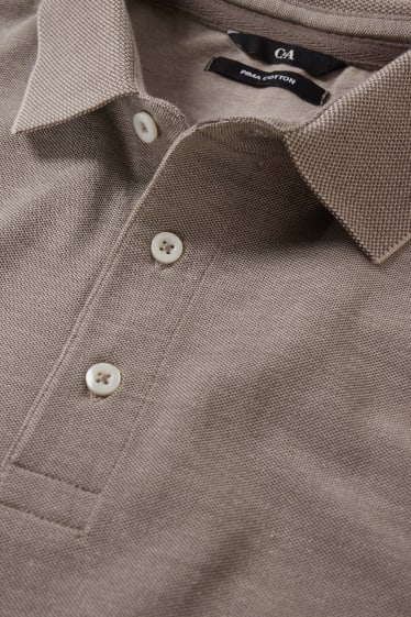 Heren - Poloshirt - Pima-katoen - lichtbruin