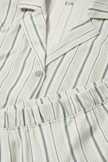 Damen - Pyjama - gestreift - grün