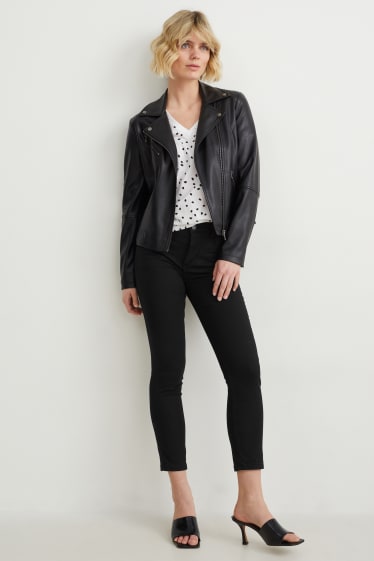 Donna - Pantaloni - vita media - slim fit - jeans grigio scuro