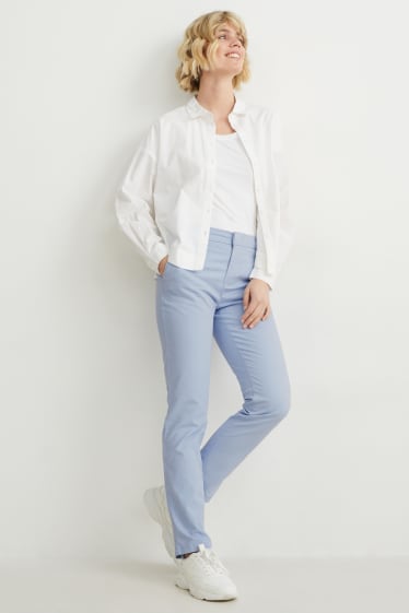 Donna - Pantaloni chino - vita media - azzurro