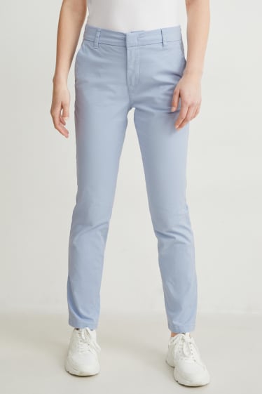 Donna - Pantaloni chino - vita media - azzurro