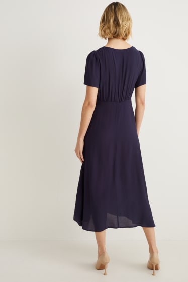 Femmes - Robe fit & flare avec nœud - bleu foncé