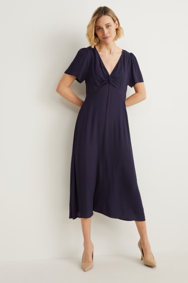 Femmes - Robe fit & flare avec nœud - bleu foncé