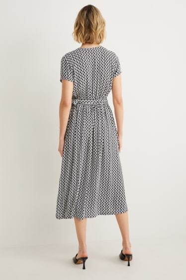 Femmes - Robe portefeuille - à motif - noir / blanc