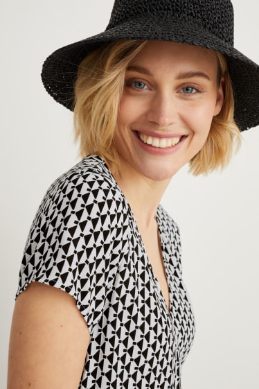 Femmes - Robe portefeuille - à motif - noir / blanc