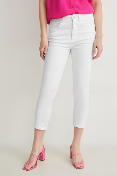 Donna - Pantaloni di stoffa - vita media - skinny fit - bianco