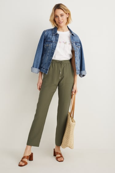 Donna - Pantaloni di stoffa - vita alta - relaxed fit - verde