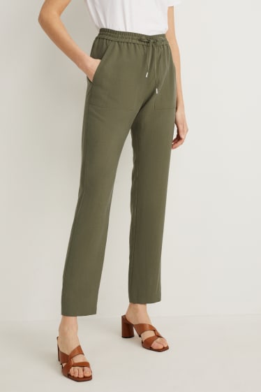 Donna - Pantaloni di stoffa - vita alta - relaxed fit - verde