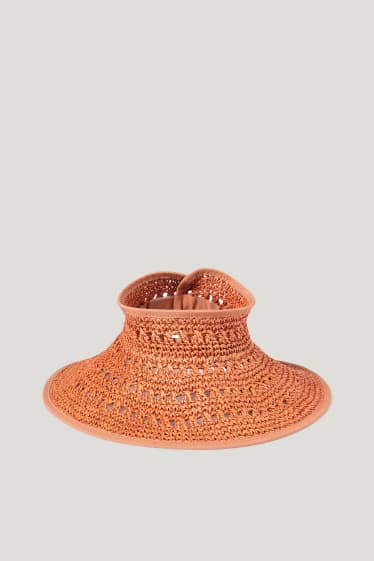 Femmes - Visière solaire en paille - orange foncé