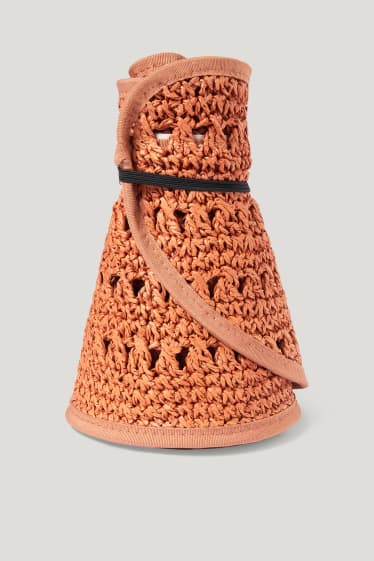 Femmes - Visière solaire en paille - orange foncé