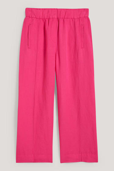 Donna - Culotte - vita alta - gamba larga - misto lino - fucsia