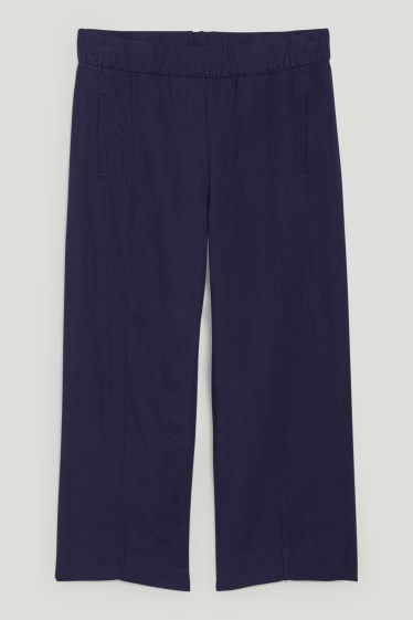 Women - Culottes - high-rise waist - wide leg - linen blend - dark blue