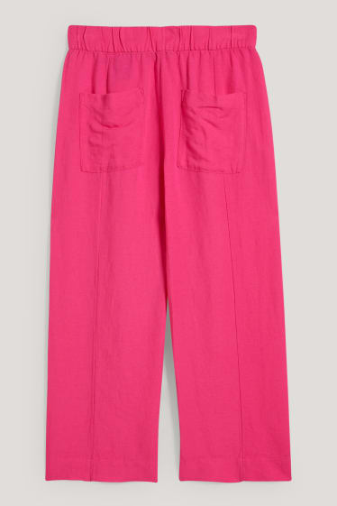 Donna - Culotte - vita alta - gamba larga - misto lino - fucsia