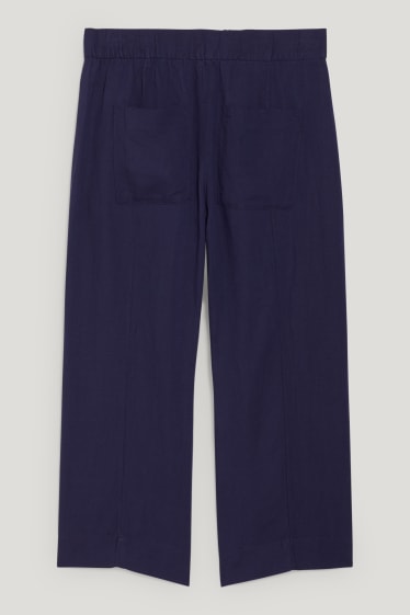 Women - Culottes - high-rise waist - wide leg - linen blend - dark blue