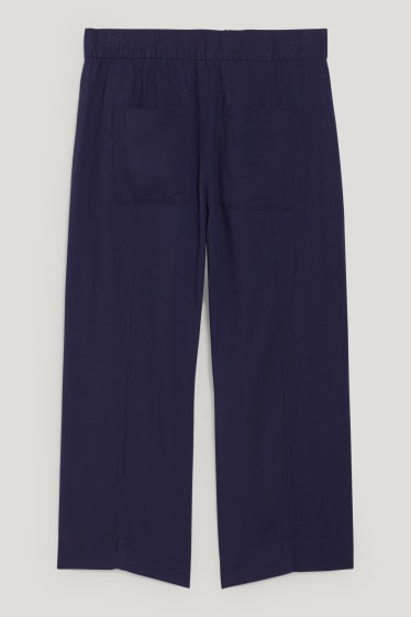 Femmes - Jupe-culotte - mid waist - wide leg - lin mélangé - bleu foncé