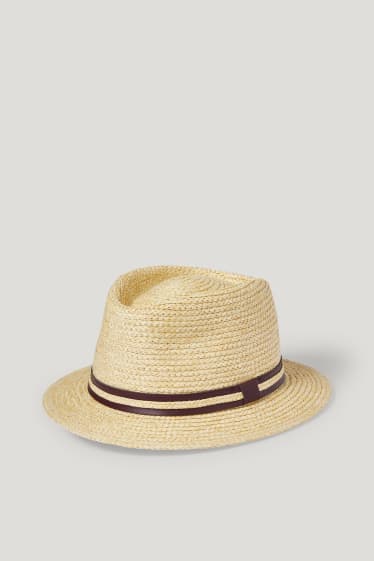 Hommes - Chapeau de paille - beige