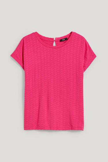 Dames - T-shirt - fuchsiarood