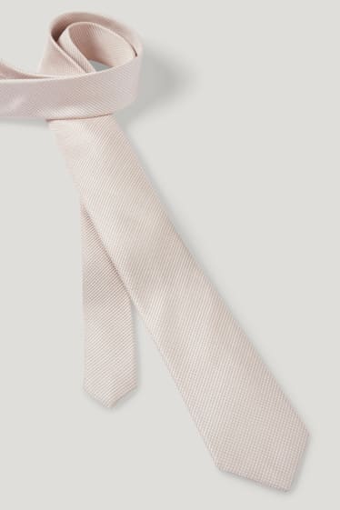 Heren - Zijden stropdas - beige