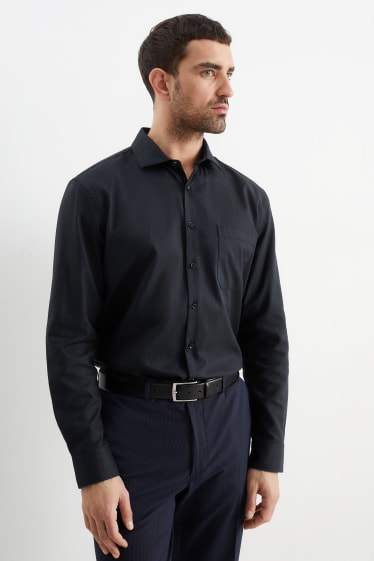 Men - Business shirt - regular fit - cutaway collar - easy-iron - black
