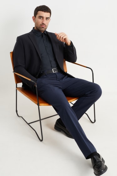 Men - Business shirt - regular fit - cutaway collar - easy-iron - black