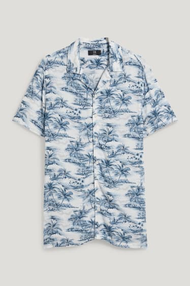 Hombre - Camisa - slim fit - cuello solapa - blanco / azul claro