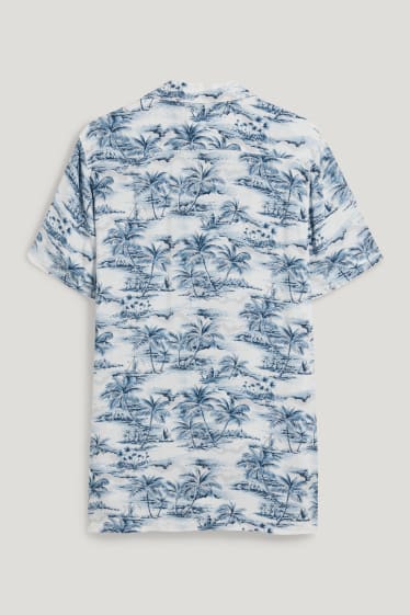 Hombre - Camisa - slim fit - cuello solapa - blanco / azul claro