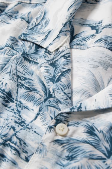 Pánské - Košile - slim fit - klopový límec - bílá / světle modrá