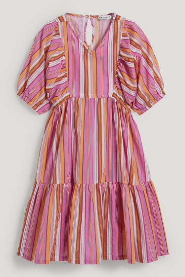 Kids Girls - Dress - striped - pink