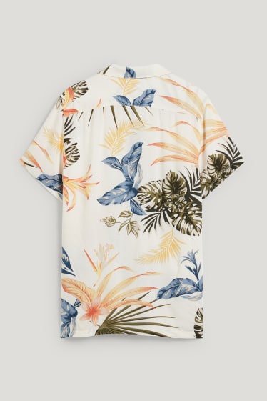 Pánské - Košile - slim fit - klopový límec - krémově bílá