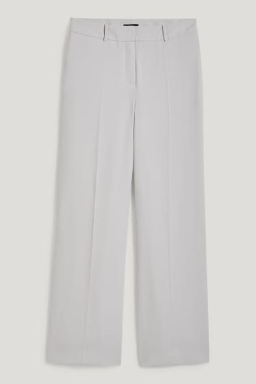 Donna - Pantaloni business - vita alta - gamba larga - grigio chiaro