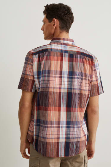 Hommes - Chemise - regular fit - col kent - à carreaux - marron clair
